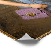 Mädchen mit violetter Farbe und Siamkatze Poster (Ecke)