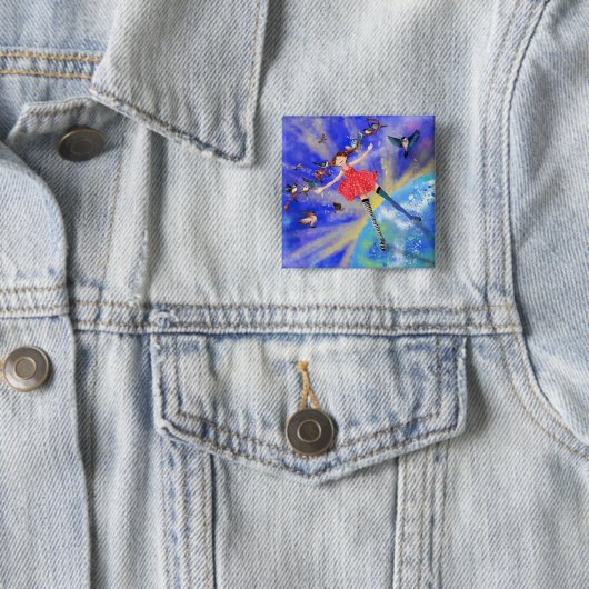 Mädchen mit Vögel Button Fantasy (Beispiel)