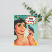 Mädchen mit Vogelfreude zum Geburtstag Karte (Stehend Vorderseite)