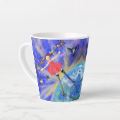 Mädchen mit Vögeln Latte Tasse Spring - Malerei (Linke Ecke)