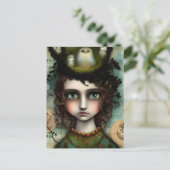 Mädchen mit Vogelnest auf ihrem Kopf Postkarte (Stehend Vorderseite)