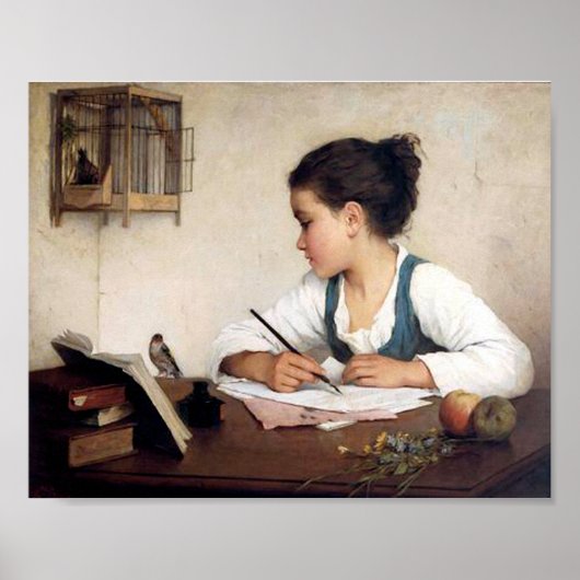 Mädchen mit Vogelposter Poster (Vorne)