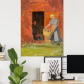 Mädchen mit Wäsche vom Roten Haus Poster (Heimbüro)