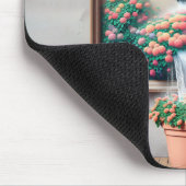 Mädchen mit Wasserkocher in Gartenmalereien Mousepad (Ecke)