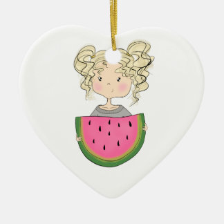 Mädchen mit Wassermelone Keramikornament