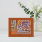 Mädchen mit Webstuhl und Blumen Postkarte (Stehend Vorderseite)