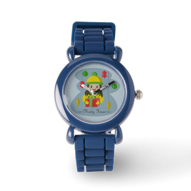 Mädchen mit Weihnachts-Geschenkboxen Armbanduhr (Vorderseite)
