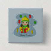 Mädchen mit Weihnachts-Geschenkboxen Button (Vorderseite)