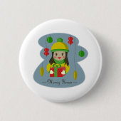 Mädchen mit Weihnachts-Geschenkboxen Button (Vorderseite)