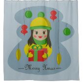 Mädchen mit Weihnachts-Geschenkboxen Duschvorhang (Vorderseite)