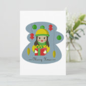 Mädchen mit Weihnachts-Geschenkboxen Einladung (Stehend Vorderseite)
