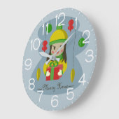 Mädchen mit Weihnachts-Geschenkboxen Große Wanduhr (Winkel)