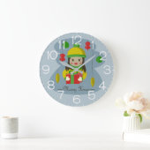Mädchen mit Weihnachts-Geschenkboxen Große Wanduhr (Zuhause)