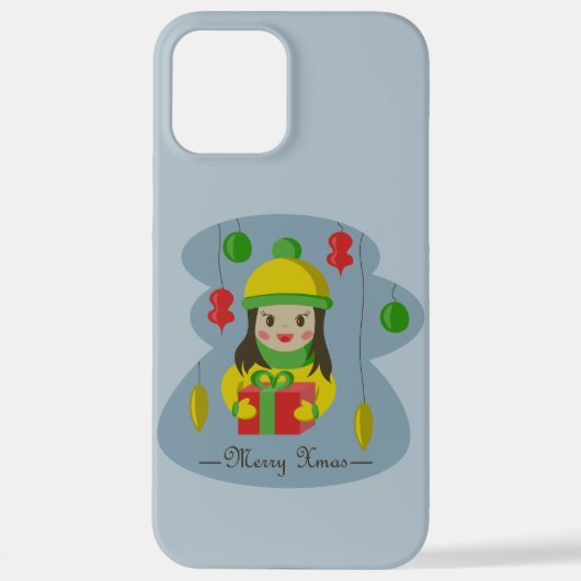 Mädchen mit Weihnachts-Geschenkboxen iPhone Hülle (Rückseite)