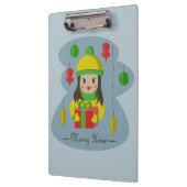 Mädchen mit Weihnachts-Geschenkboxen Klemmbrett (Links)