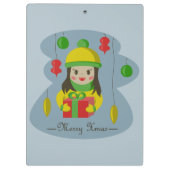 Mädchen mit Weihnachts-Geschenkboxen Klemmbrett (Rückseite)