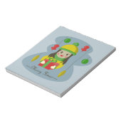 Mädchen mit Weihnachts-Geschenkboxen Notizblock (Rotiert)