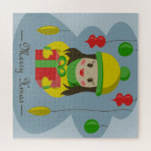 Mädchen mit Weihnachts-Geschenkboxen Puzzle (Horizontal)