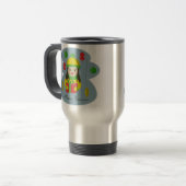 Mädchen mit Weihnachts-Geschenkboxen Reisebecher (Vorderseite Links)