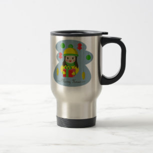 Mädchen mit Weihnachts-Geschenkboxen Reisebecher