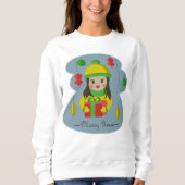 Mädchen mit Weihnachts-Geschenkboxen Sweatshirt (Vorderseite)