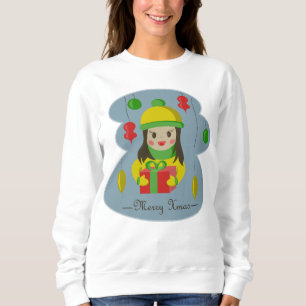 Mädchen mit Weihnachts-Geschenkboxen Sweatshirt