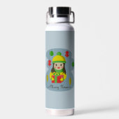 Mädchen mit Weihnachts-Geschenkboxen Trinkflasche (Rückseite)