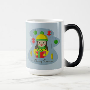Mädchen mit Weihnachts-Geschenkboxen Verwandlungstasse