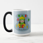 Mädchen mit Weihnachts-Geschenkboxen Verwandlungstasse (Links)