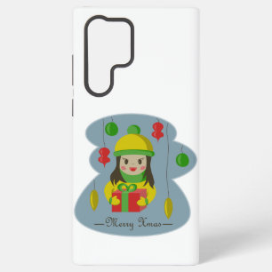Mädchen mit Weihnachtsgeschenkbox Samsung Galaxy Hülle