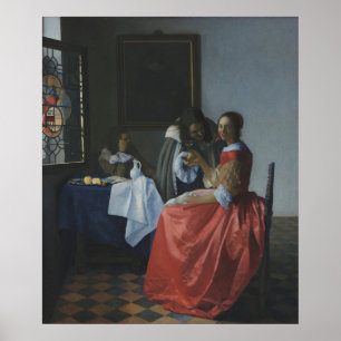Mädchen mit Weinglas — Vermeer Poster