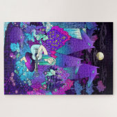 Mädchen mit weißem Haar spielt Gitarre Puzzle (Horizontal)