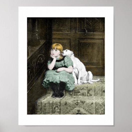 Mädchen mit weißem Hund Poster (Vorne)