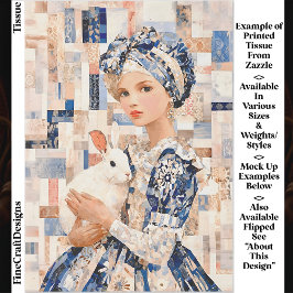 Mädchen mit weißem Kaninchen, Patchwork EB9L Decou Seidenpapier