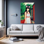Mädchen mit weißem Kleid und Katzenohren | Art der Poster