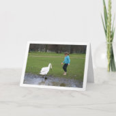 Mädchen mit weißem Schwan-Portrait Karte (Vorderseite)