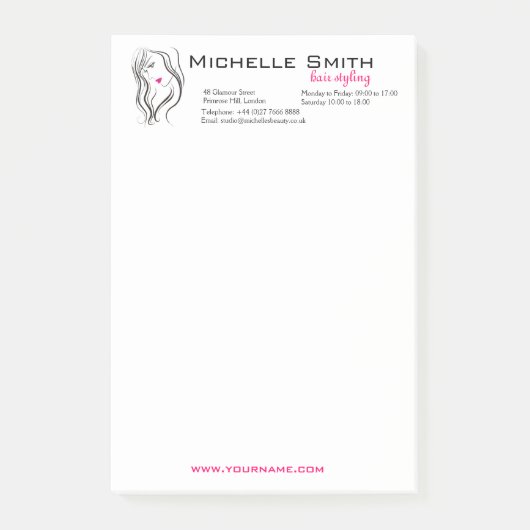 Mädchen mit welligem Haar Frisuren-Styling-Brandin Post-it Klebezettel (Vorderseite)