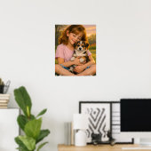 Mädchen mit Welpe Schlafzimmerposter Poster (Heimbüro)