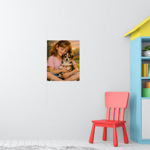 Mädchen mit Welpe Schlafzimmerposter Poster