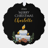 Mädchen mit White Scottie Dog, PERSONALISIERT Chri Ornament Karte (Rückseite)