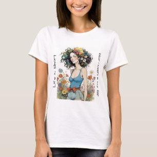 Mädchen mit Wildblumen im Haar T-Shirt