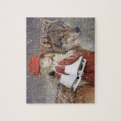 Mädchen mit Wolf und Skaten Winter Jigsaw Puzzle (Vertikal)