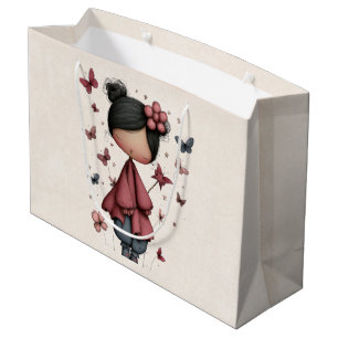 Mädchen mit Zauberstab und Schmetterlingen Süß Große Geschenktüte