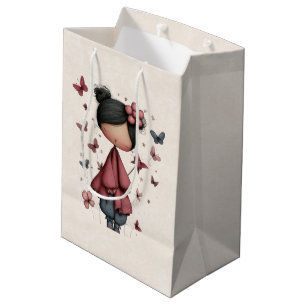 Mädchen mit Zauberstab und Schmetterlingen süß Mittlere Geschenktüte