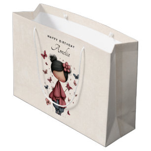 Mädchen mit Zauberstab und Schmetterlingen zum Geb Große Geschenktüte
