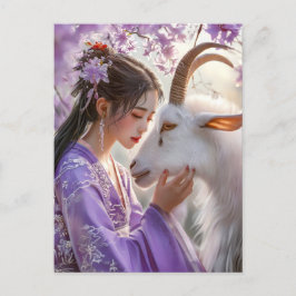 Mädchen mit Ziegenkreuz Postkarte