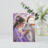 Mädchen mit Ziegenkreuz Postkarte (Stehend Vorderseite)