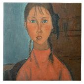 Mädchen mit Zöpfen, c.1918 (Öl auf Leinwand) Fliese (Vorderseite)