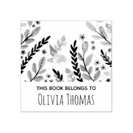 Mädchen Moderne Blume und Name Buchzeichen Gummistempel