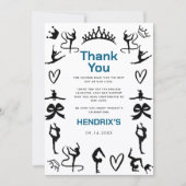 Mädchen moderne schwarze Gymnastik 10. Geburtstag Dankeskarte (Vorderseite)